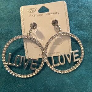 Silver Love Hoop Earrings